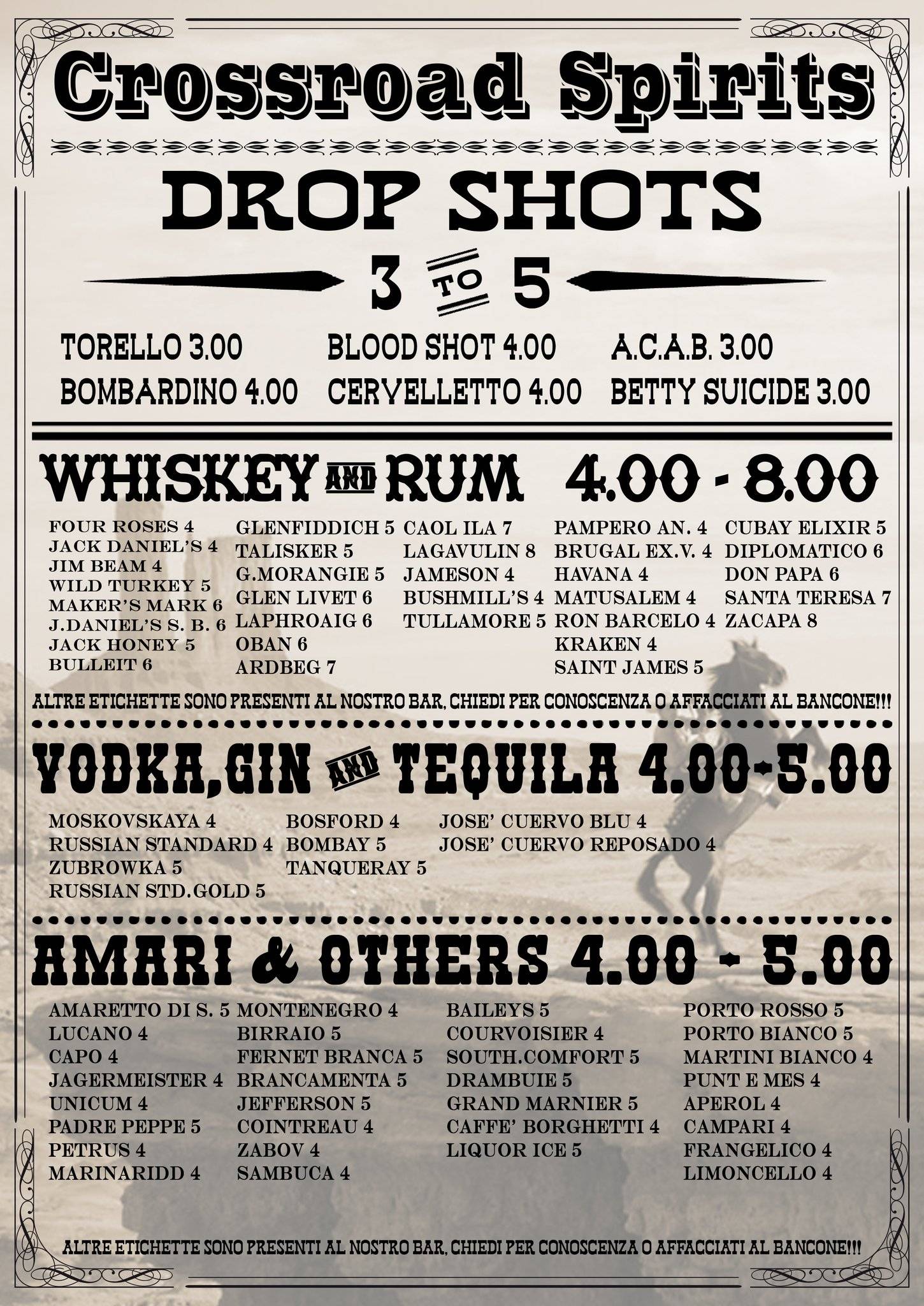 Menu di Crossroad Saloon 