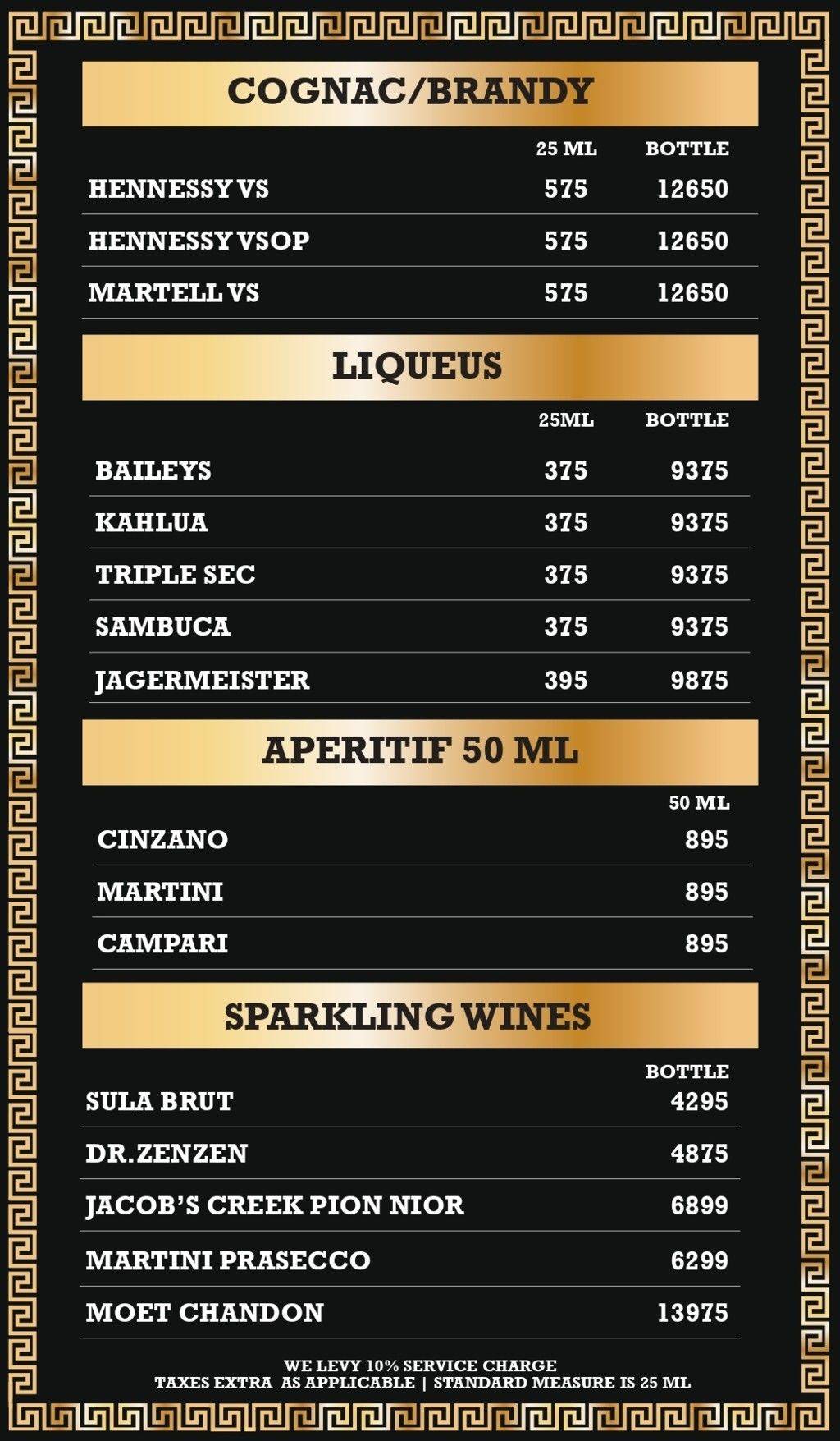 Barish Lounge and Rooftop menu