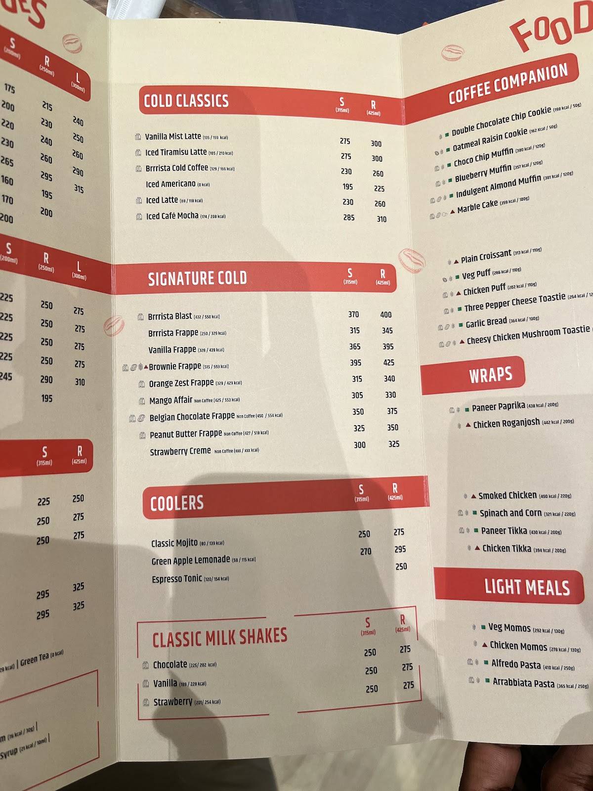 Barista menu