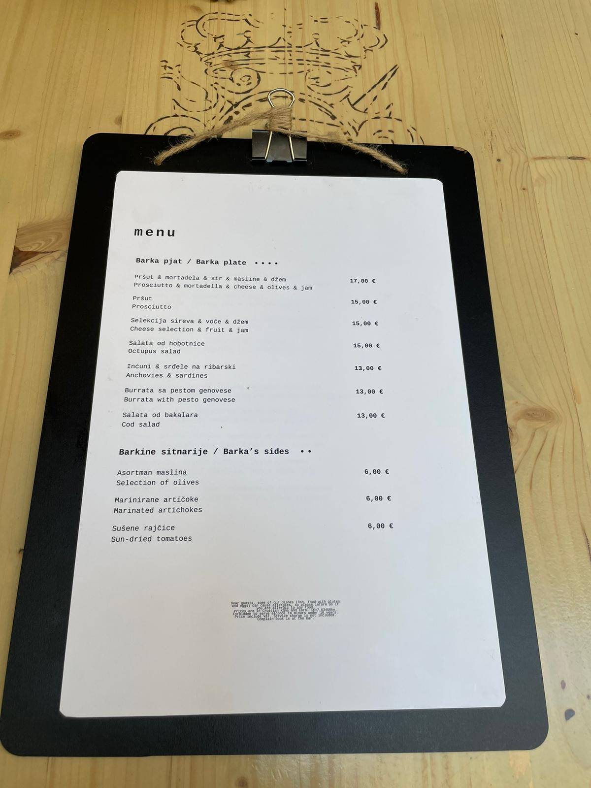 Menu di Barka Tapas & Wine bar 
