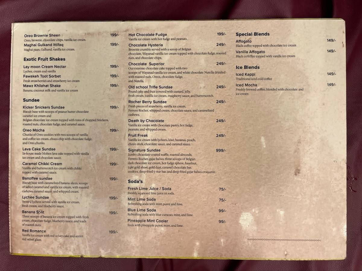 Barkaas Indo Arabic Restaurant menu