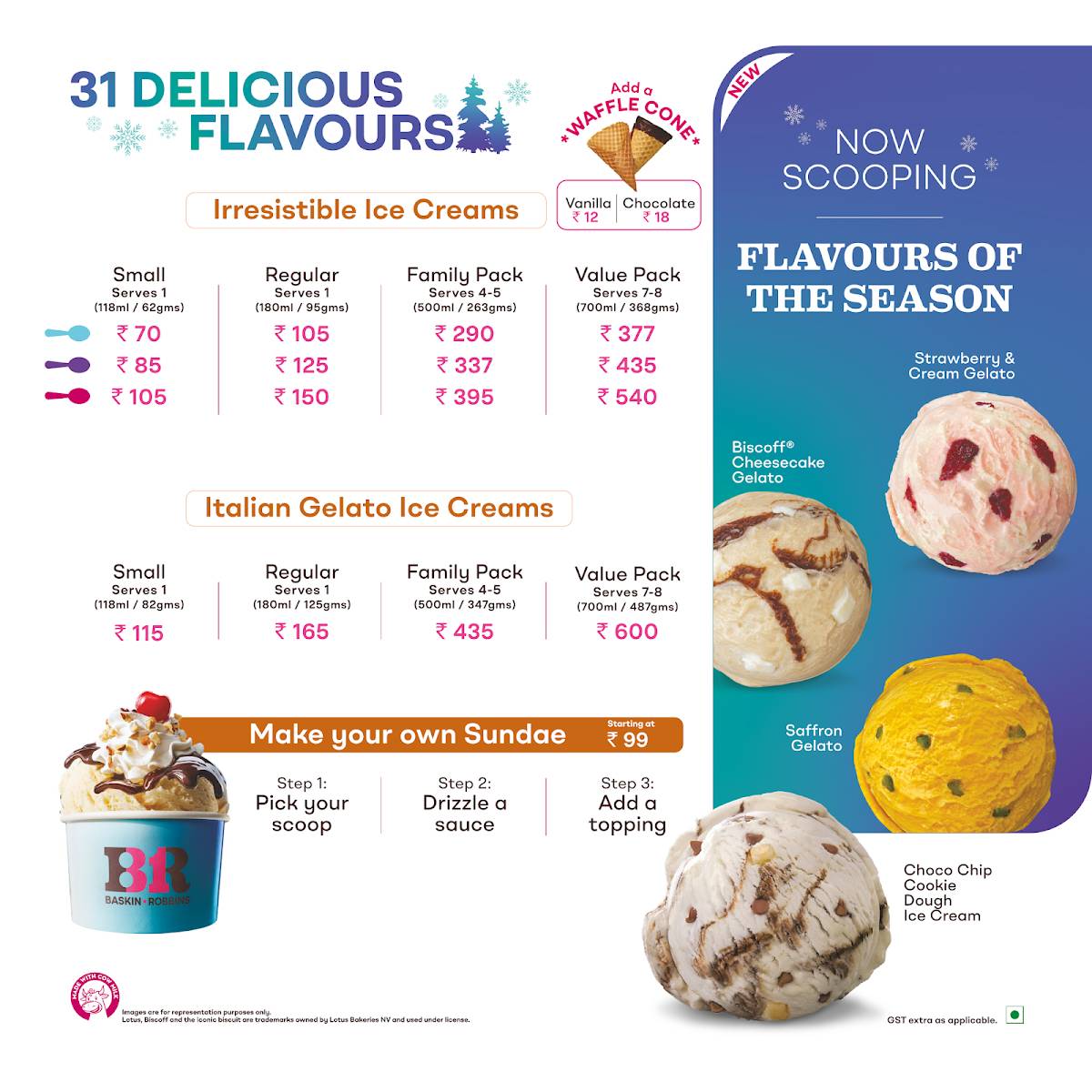 Baskin Robbins menu