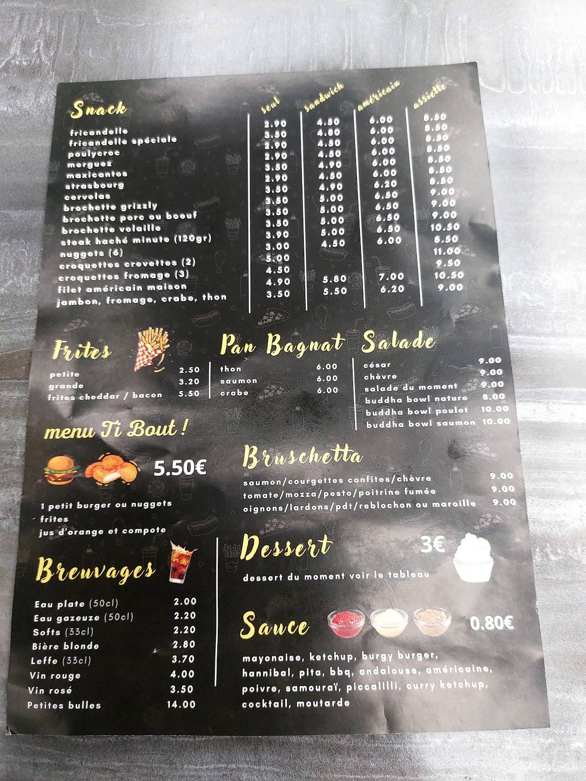 Menu de Bèle Frites