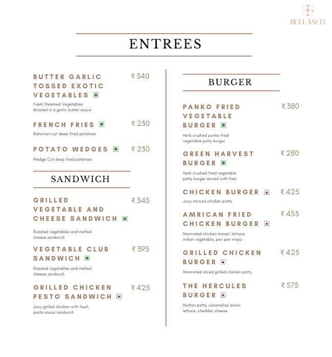 Bellasen Fine Dine Restaurant & Cafe menu