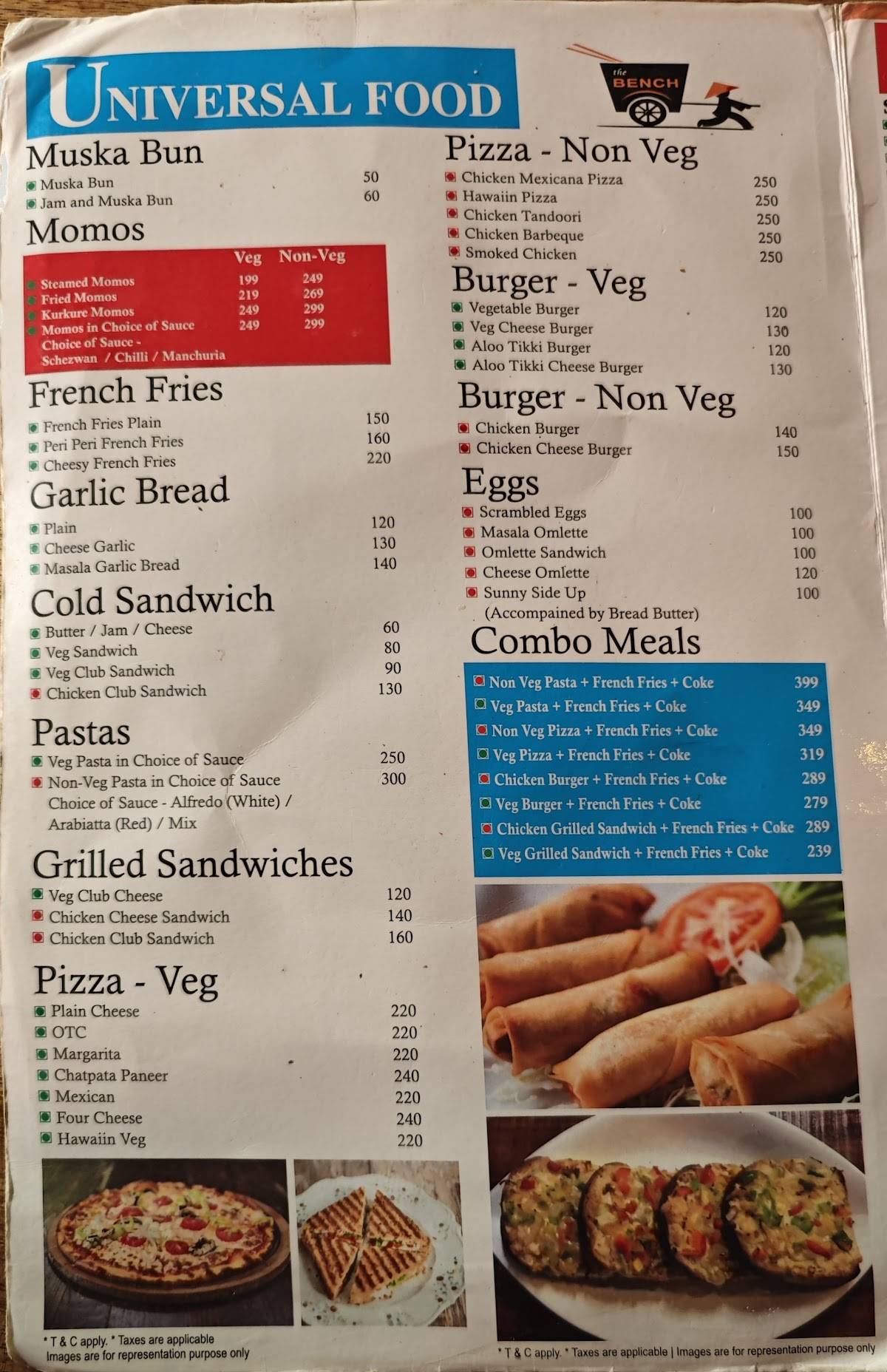 Bench Cafe & Restaurant menu