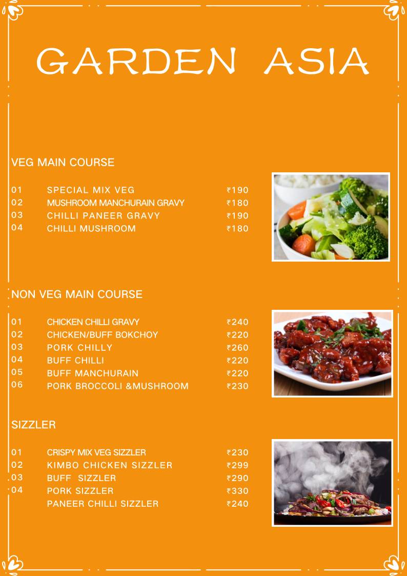 Garden Asia Restaurant menu