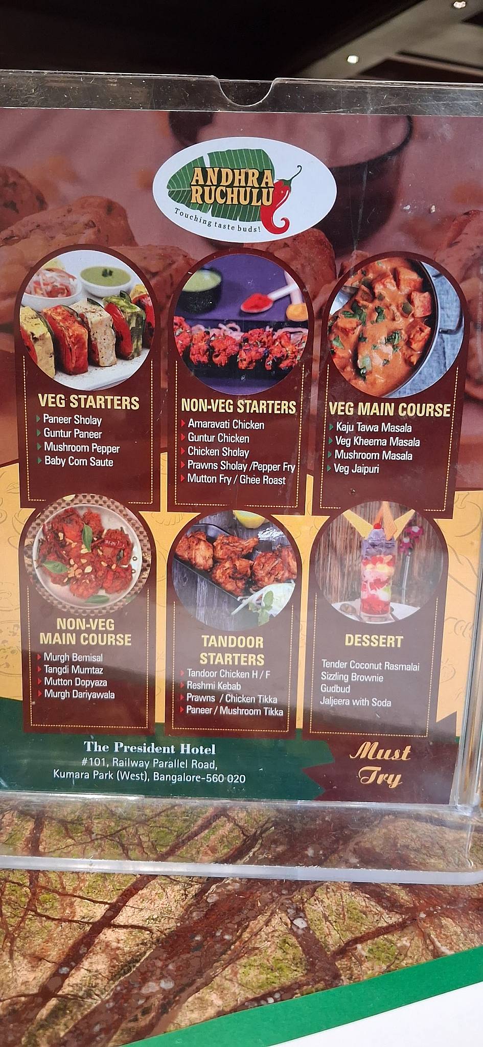 Gufha Restaurant, Kumarapark menu