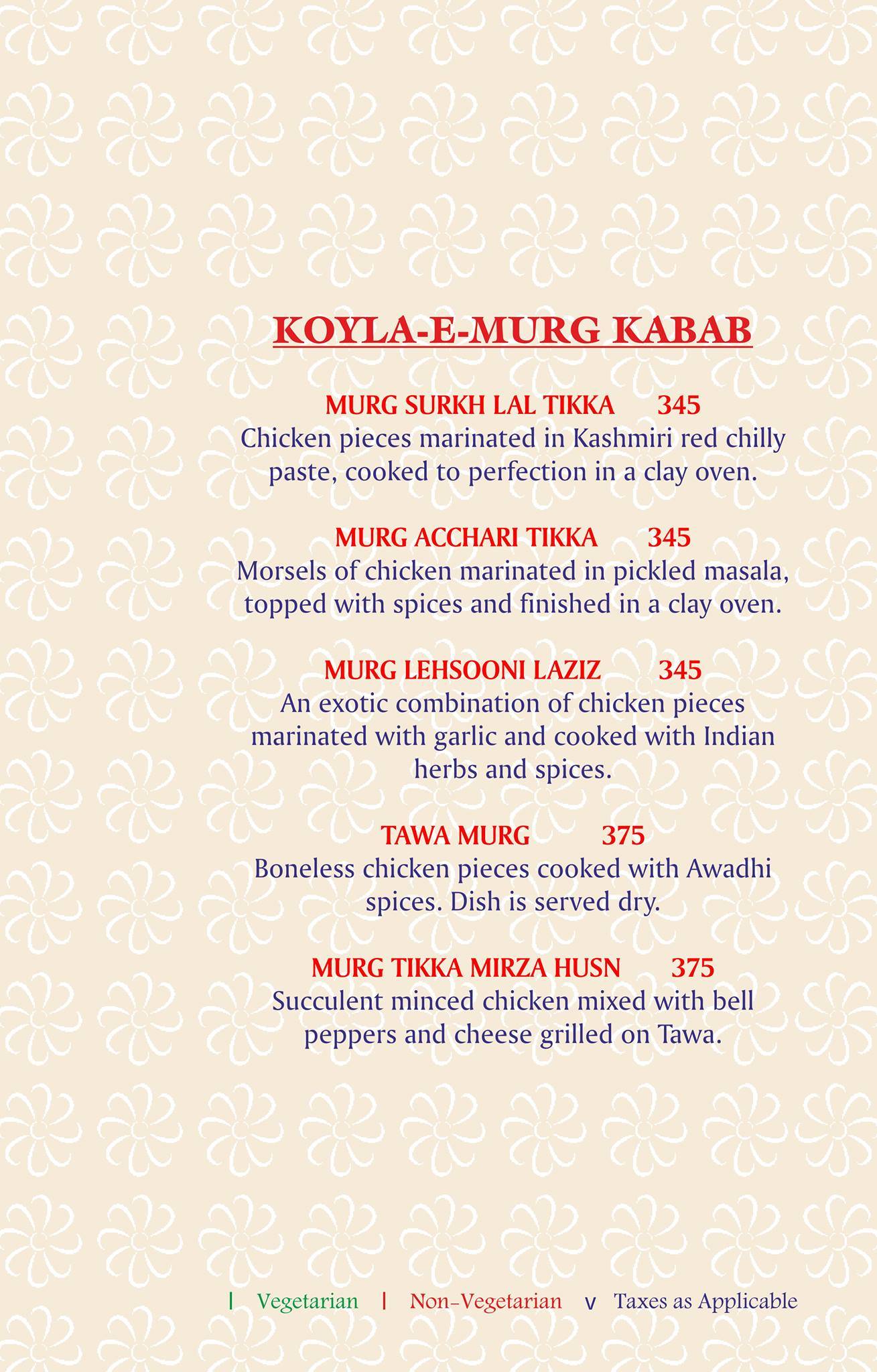 Jalsa menu