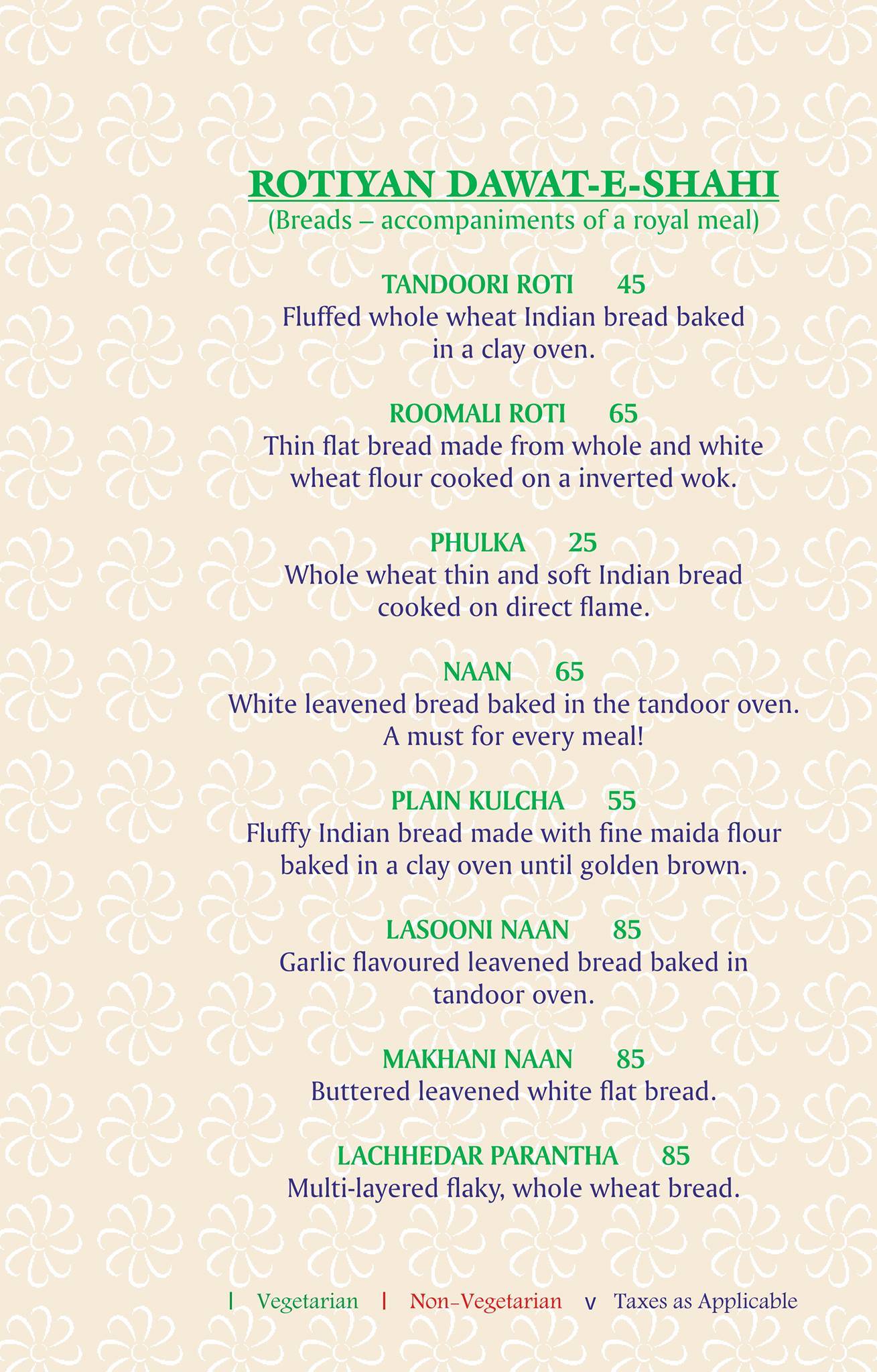 Jalsa menu