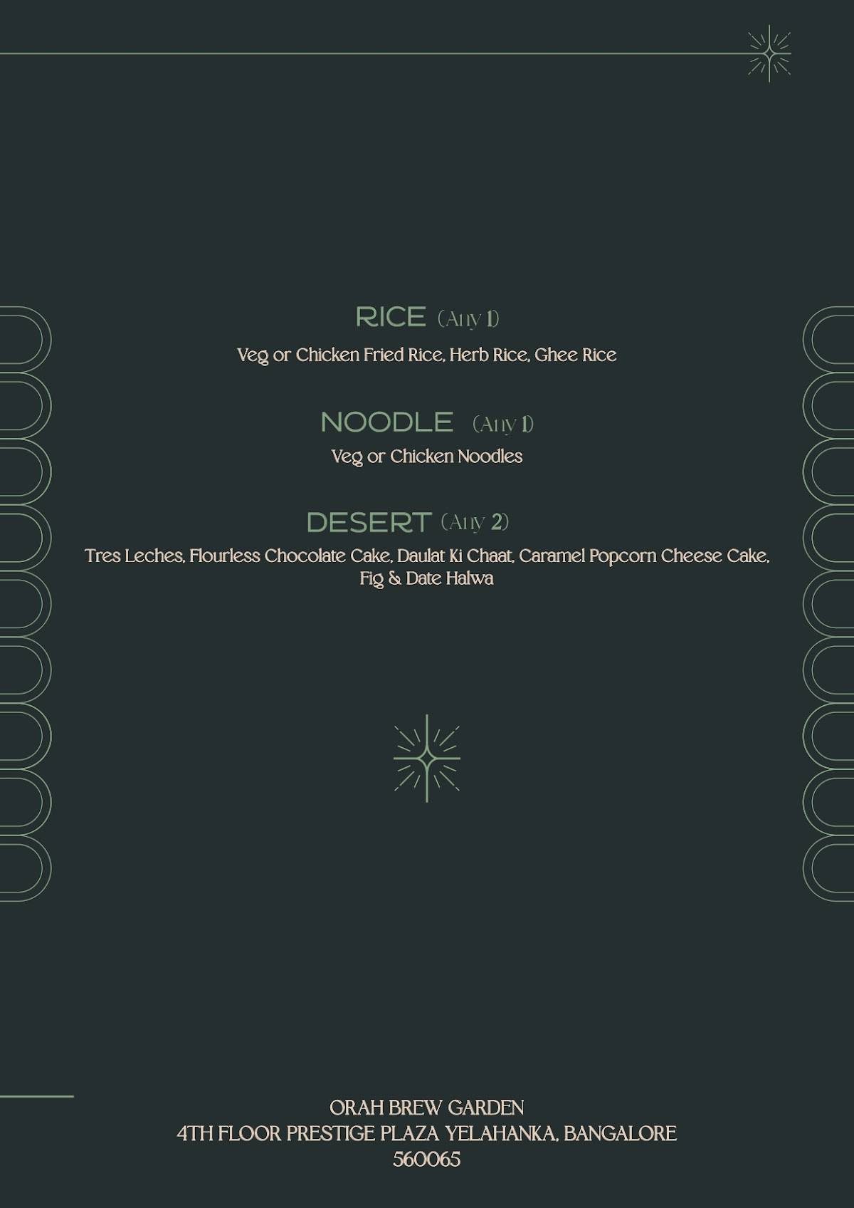 Orah Brew Garden menu