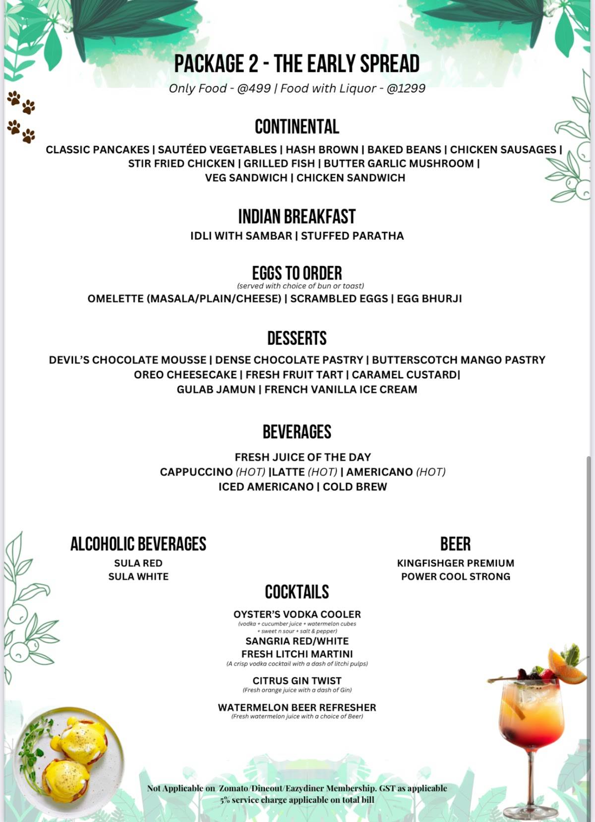 Oyster, Bar & Kitchen menu