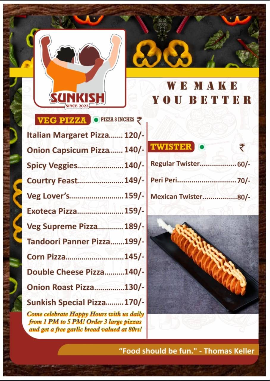 Sunkish Cafe menu