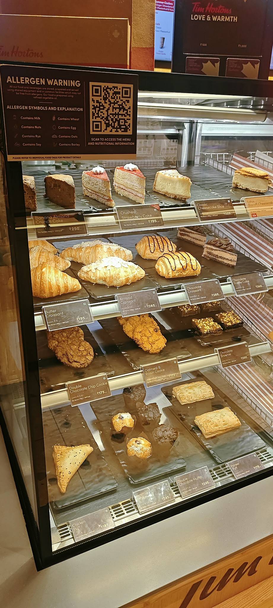 Tim Hortons menu