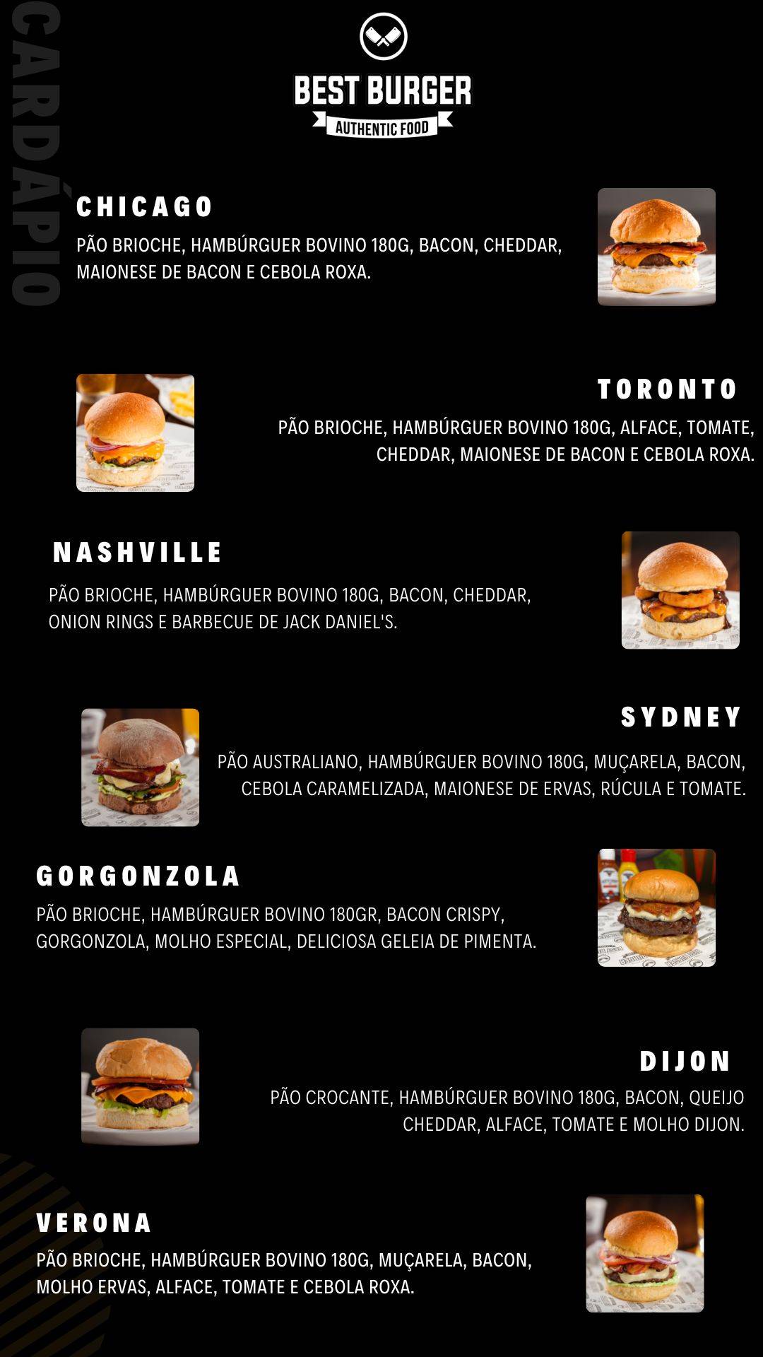 Best Burgers Goiânia cardápio