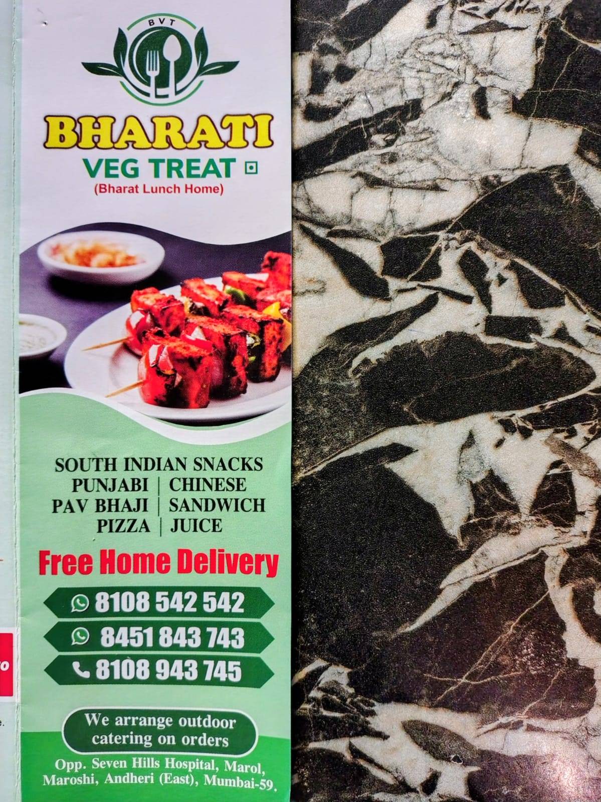 Bharati veg treat marol menu