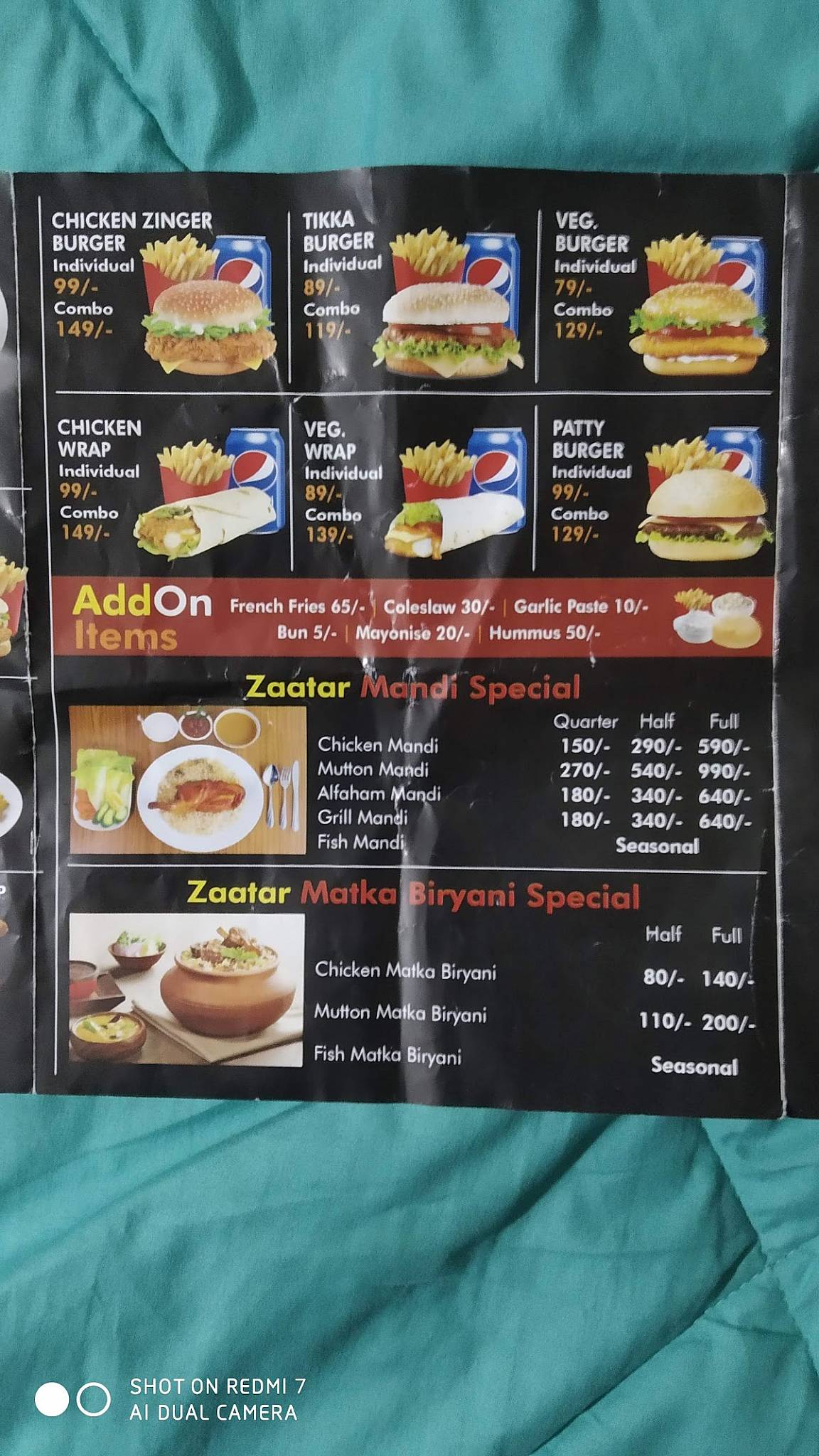 Menu at Zaatar Palace Restaurant, Bhatkal