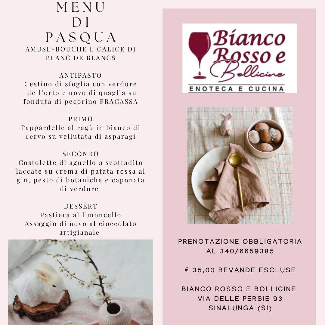 Menu di Bianco Rosso e Bollicine Ristorante Enoteca e Cucina: Aperto Pranzo Aperitivo e Cena 