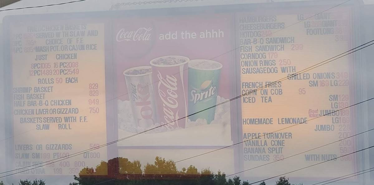 Menu at Biddie Banquet fast food, Orangeburg