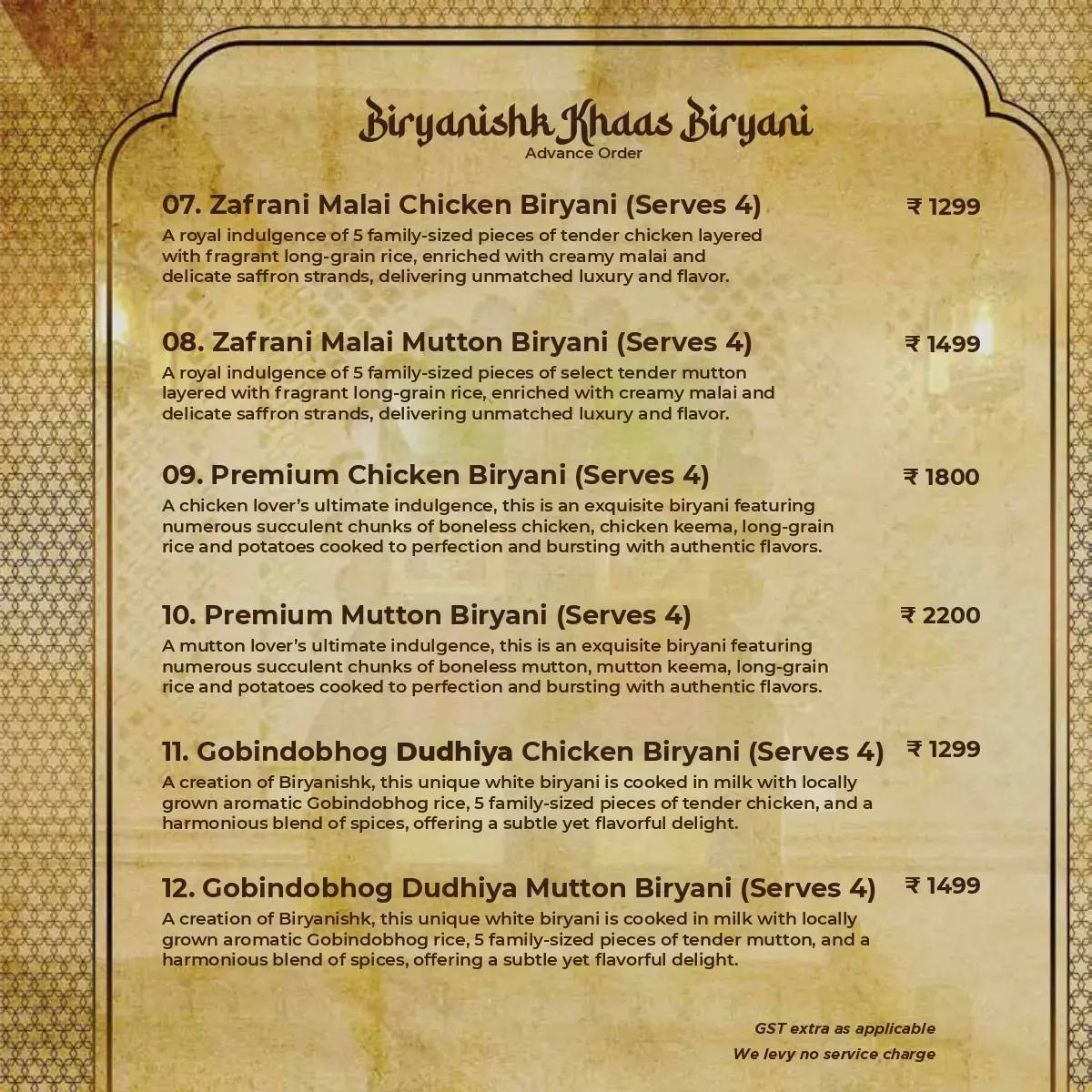 Biryanishk by The Biryani Company - Mudiali menu