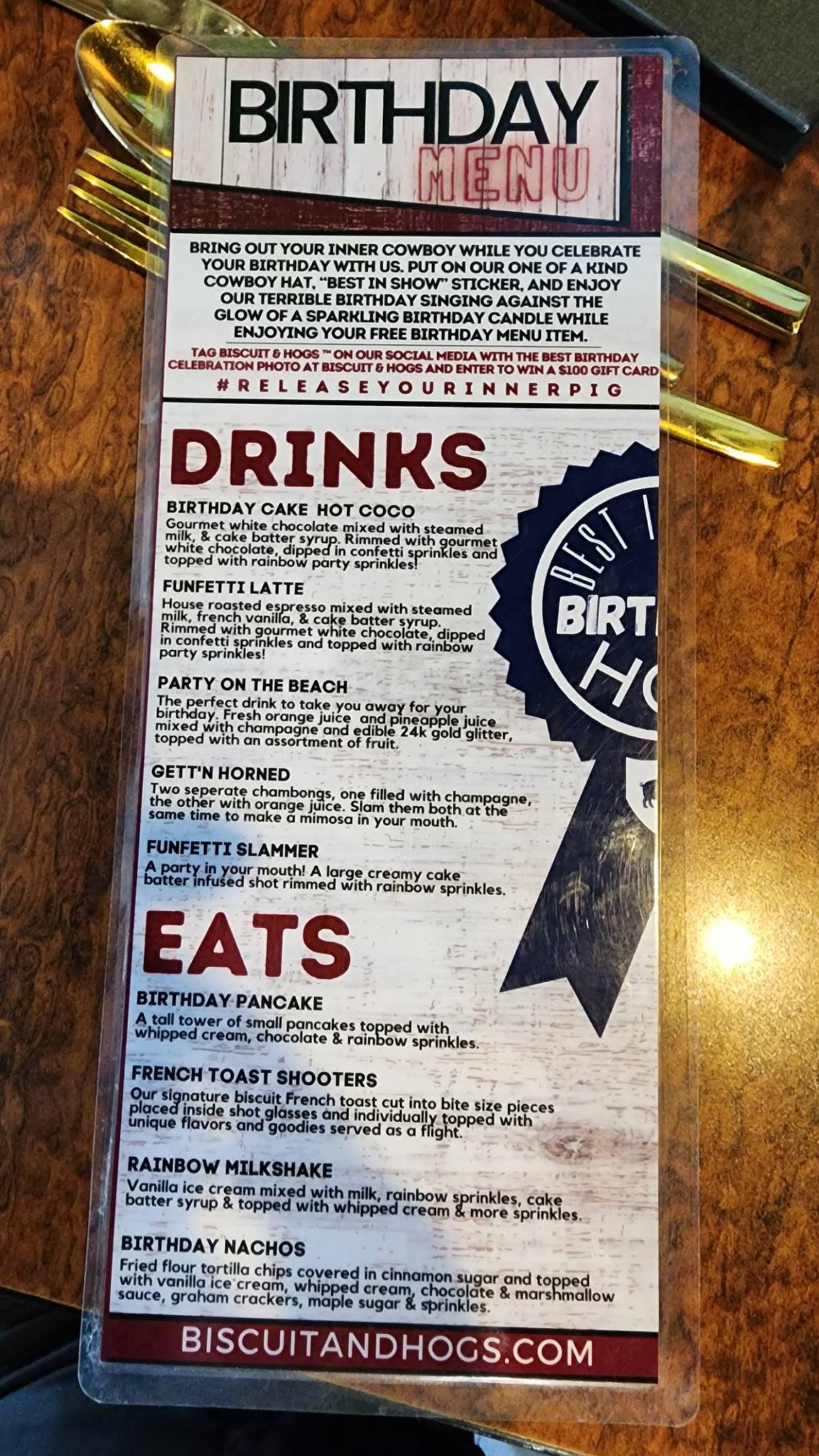Menu at Biscuit & Hogs restaurant, Meridian, E Overland Rd #130