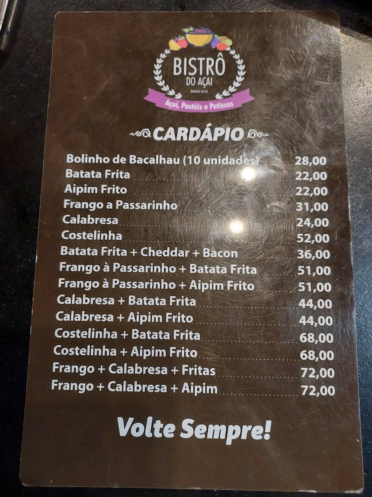 Bistrô do Açaí Valqueire cardápio