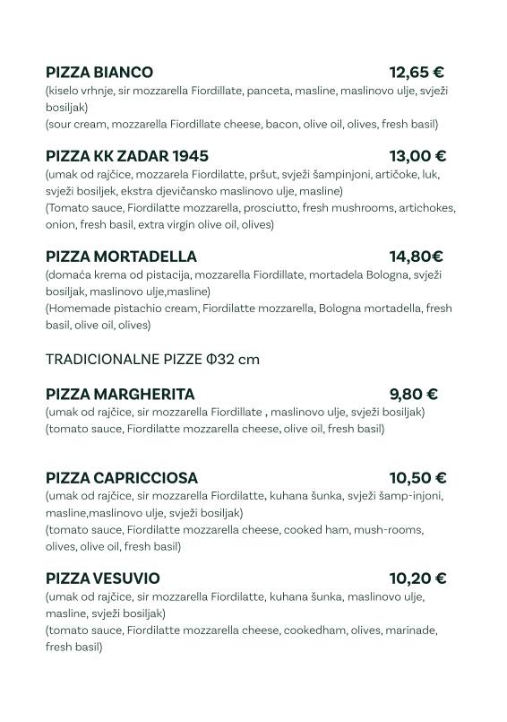 Menu di Bistro Gušti 