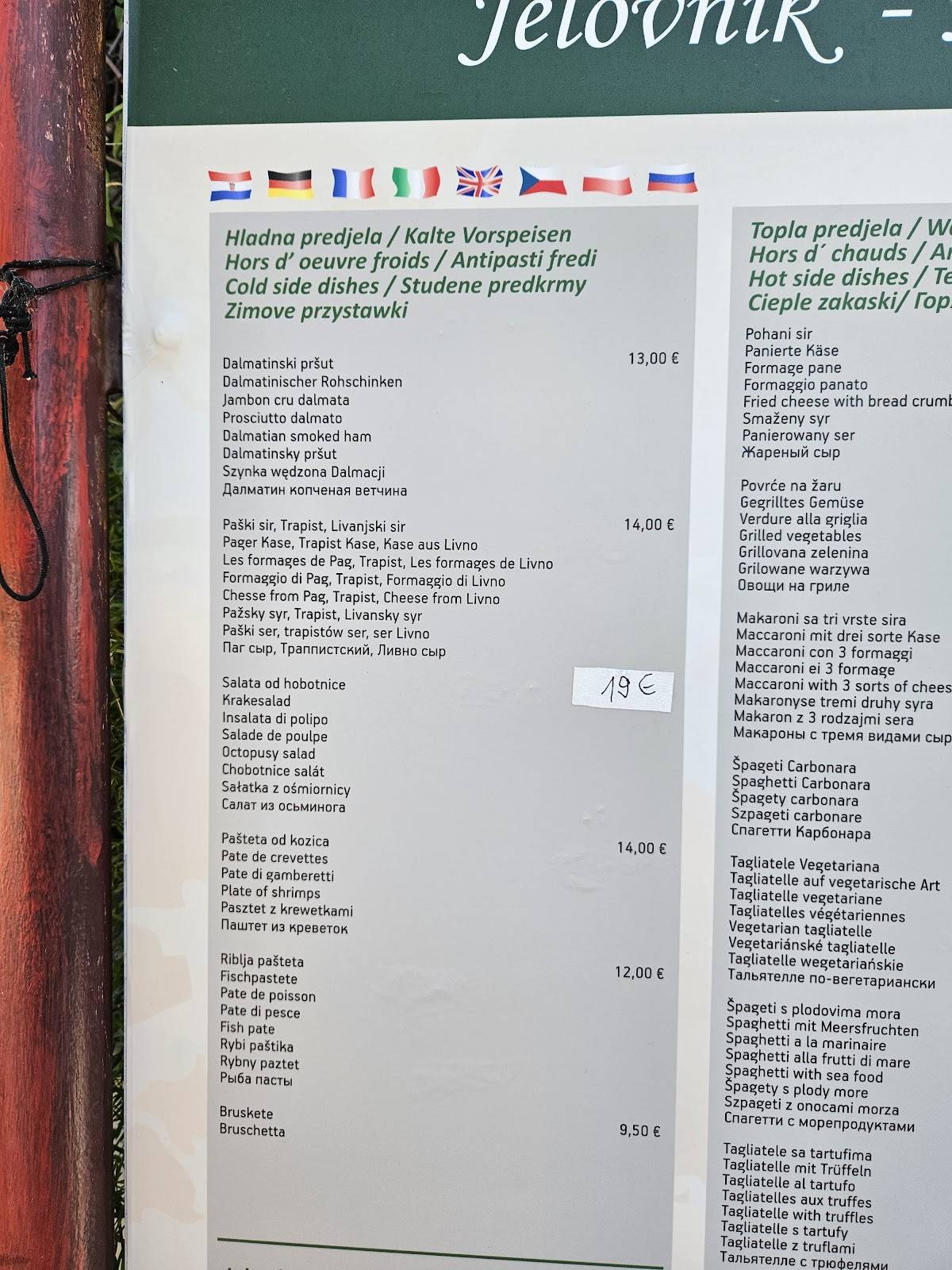 Menu di Bistro Lungo Mare 