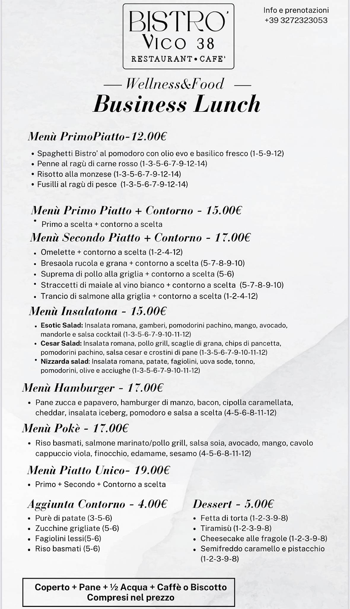 Menu di Bistro Vico 38 