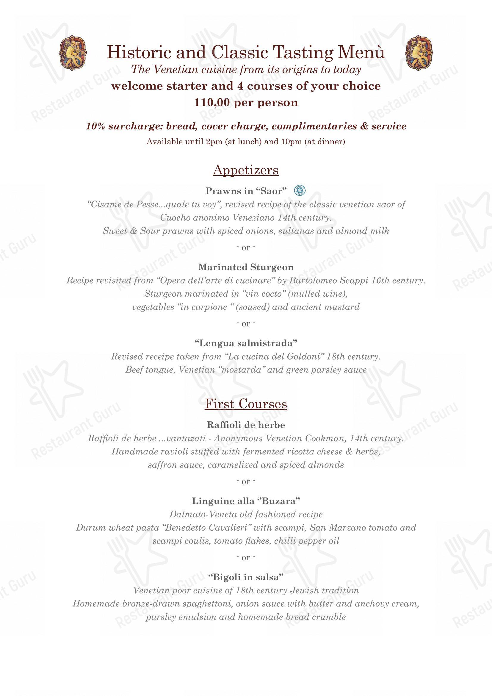 Menu di Bistrot de Venise - Menu