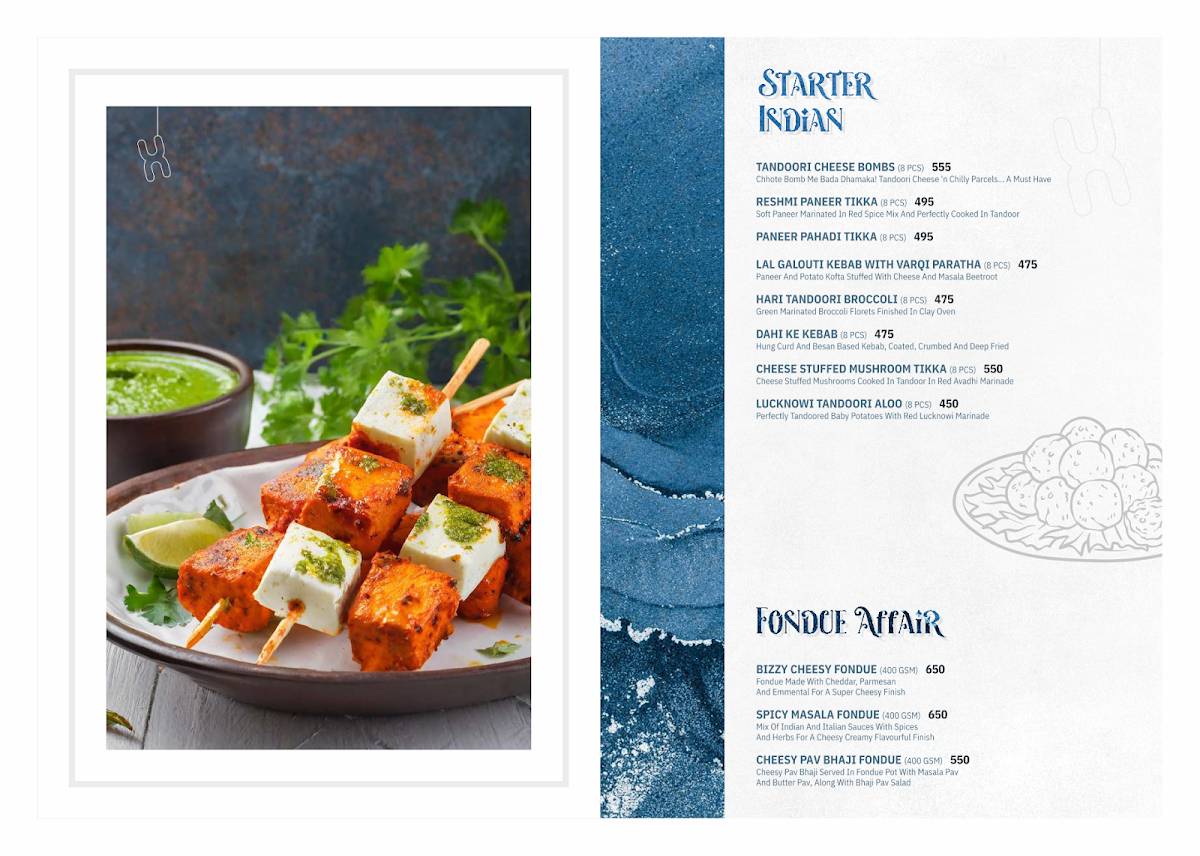 Bizz The Hotel menu