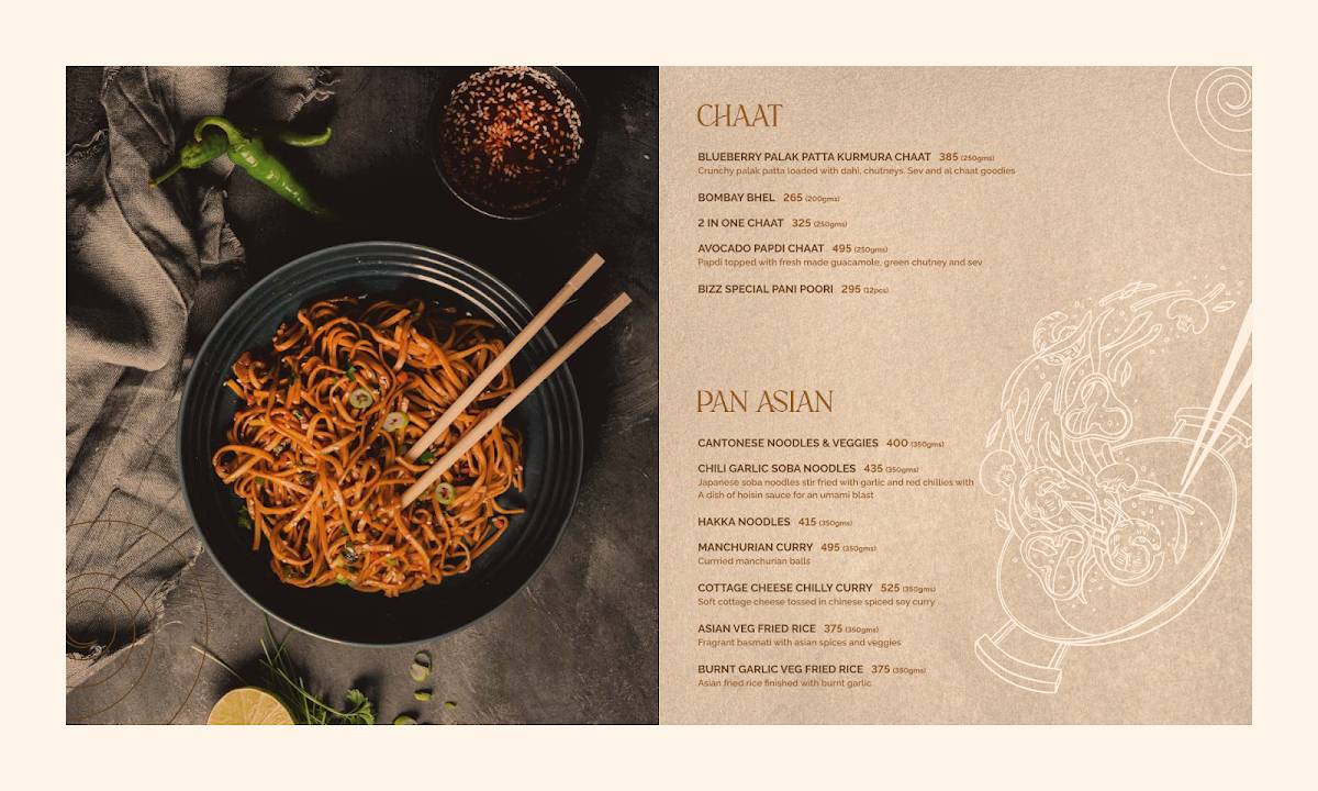 Bizz The Hotel menu
