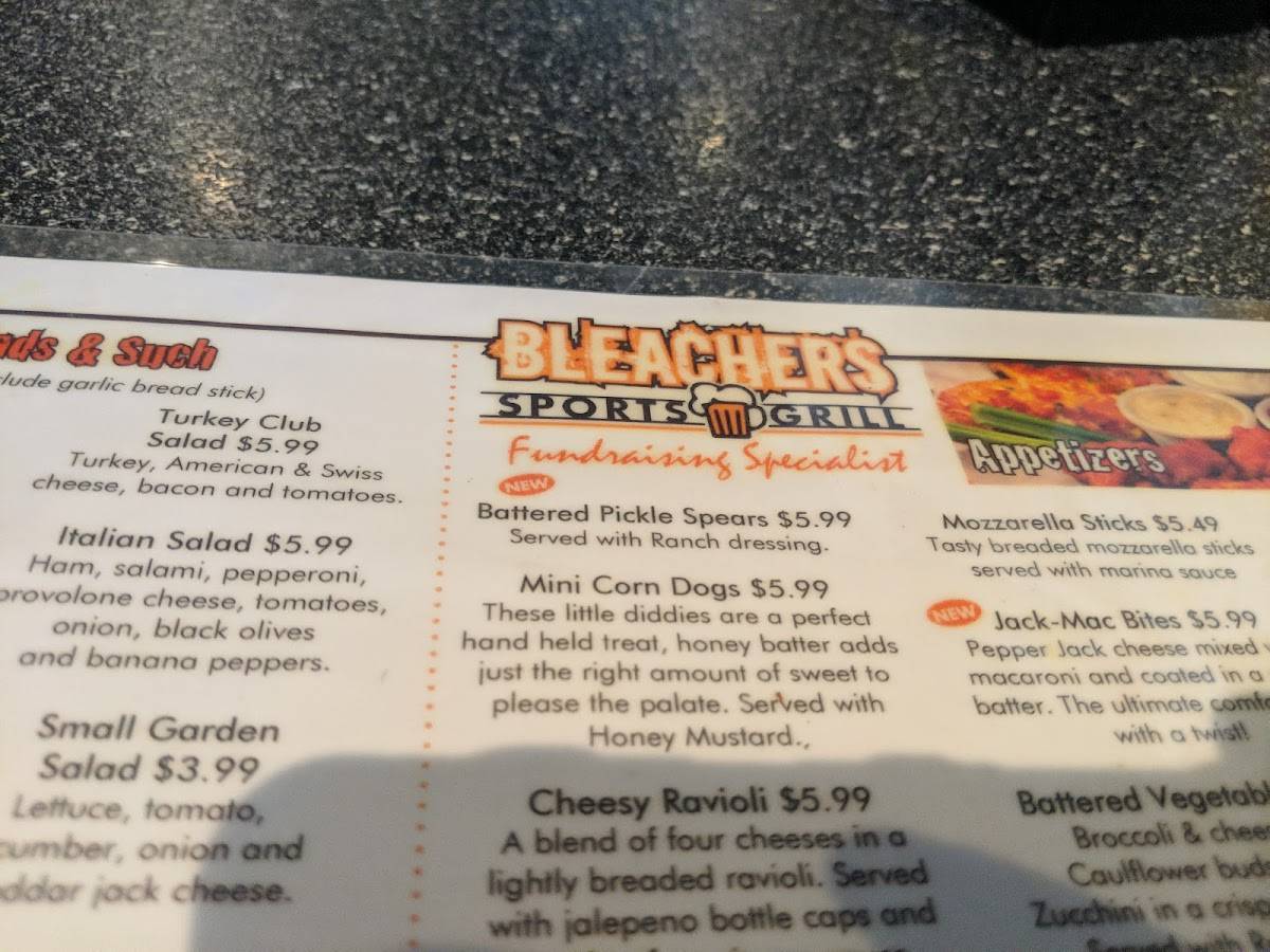 Menu at Bleachers Sports Grill pub & bar, Parma