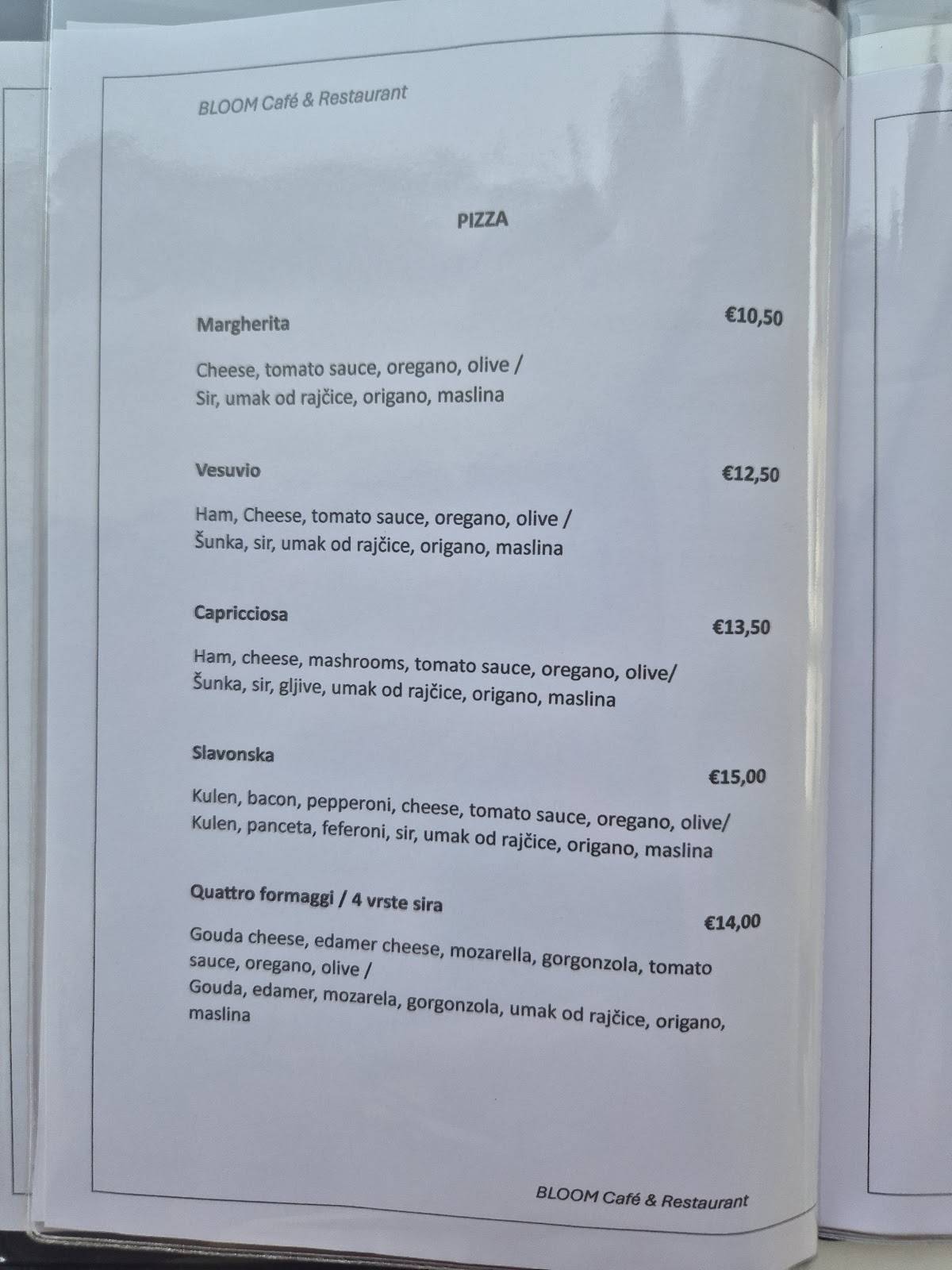 Menu de Bloom Restaurant & Breakfast buffe