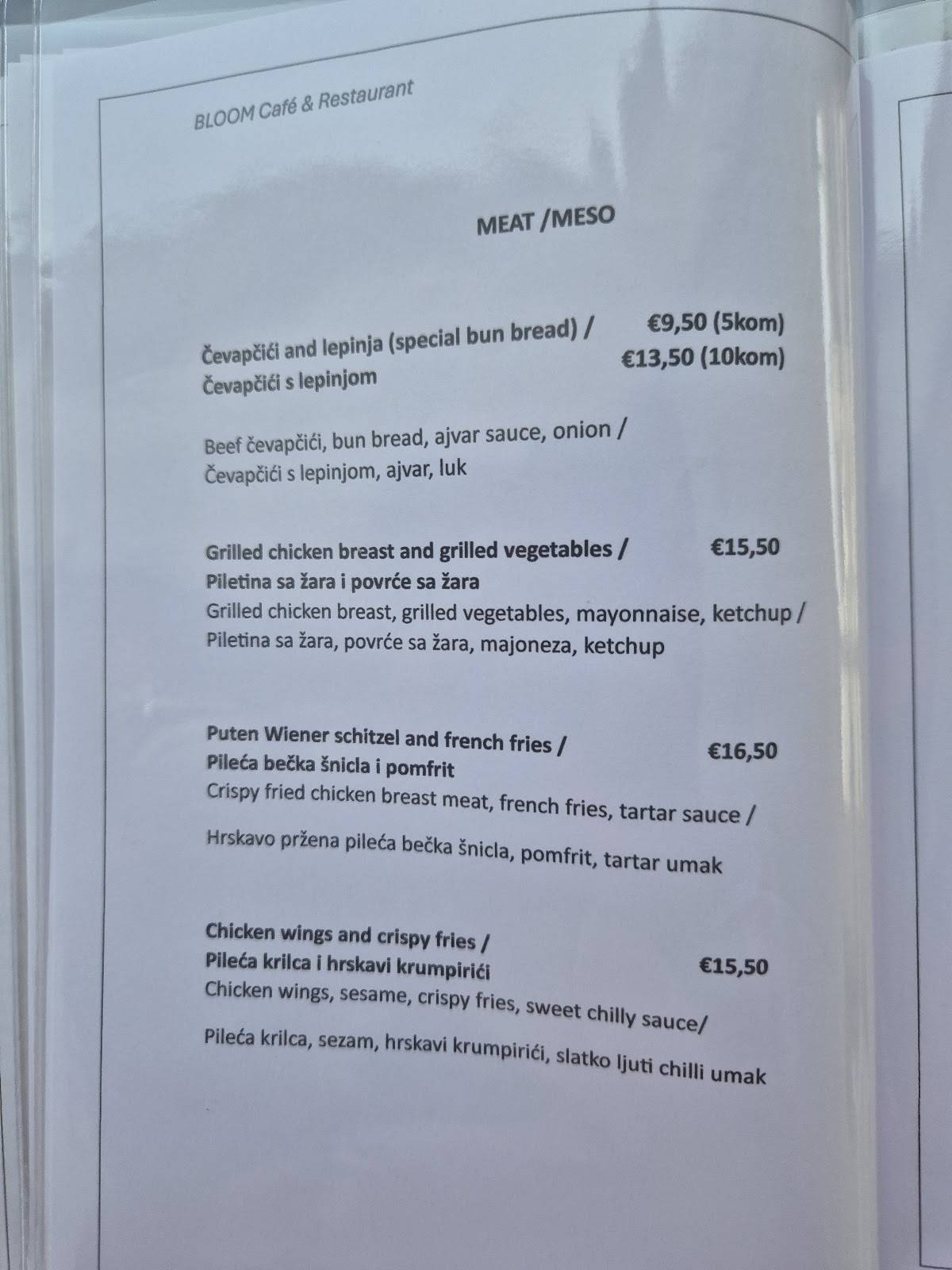 Menu de Bloom Restaurant & Breakfast buffe