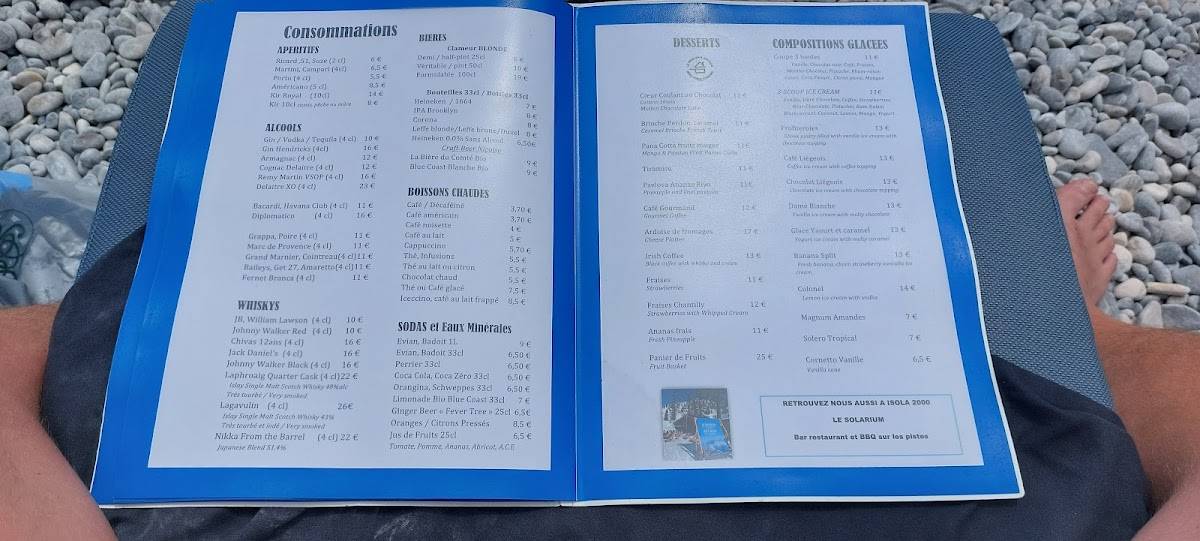 Menu de Blue Beach