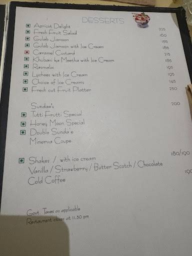 Blue Fox menu