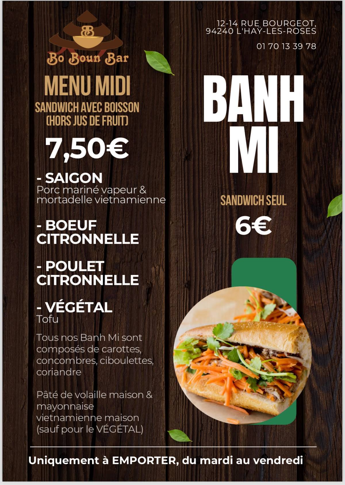 Menu de BO BOUN BAR
