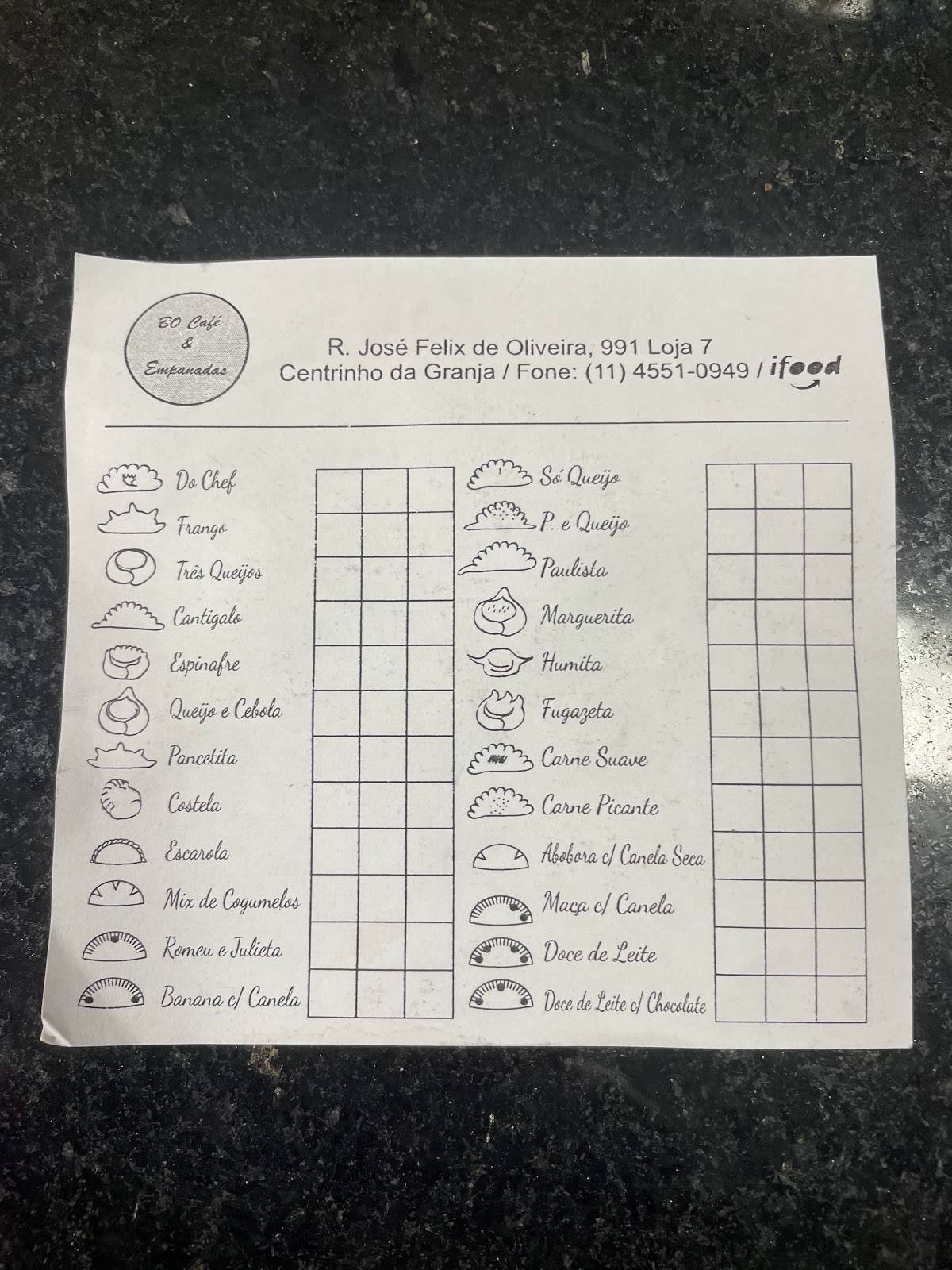 Bo Empanadas cardápio