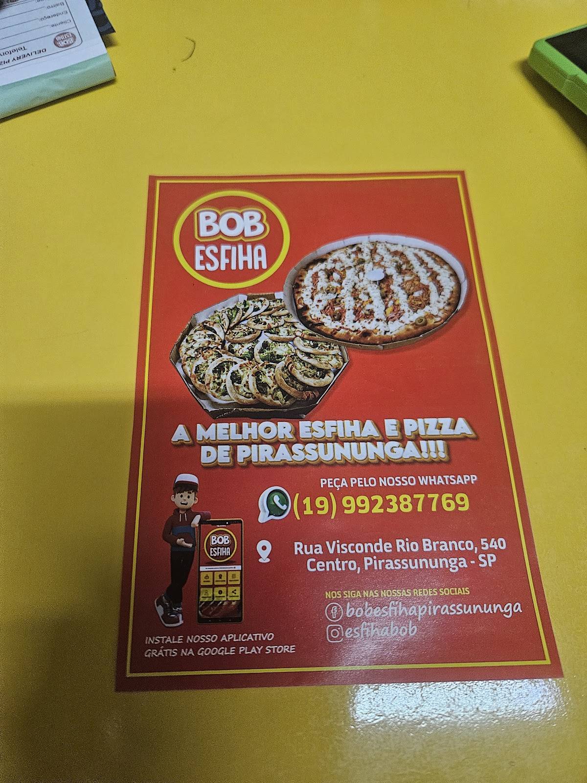 Bob Esfiha cardápio