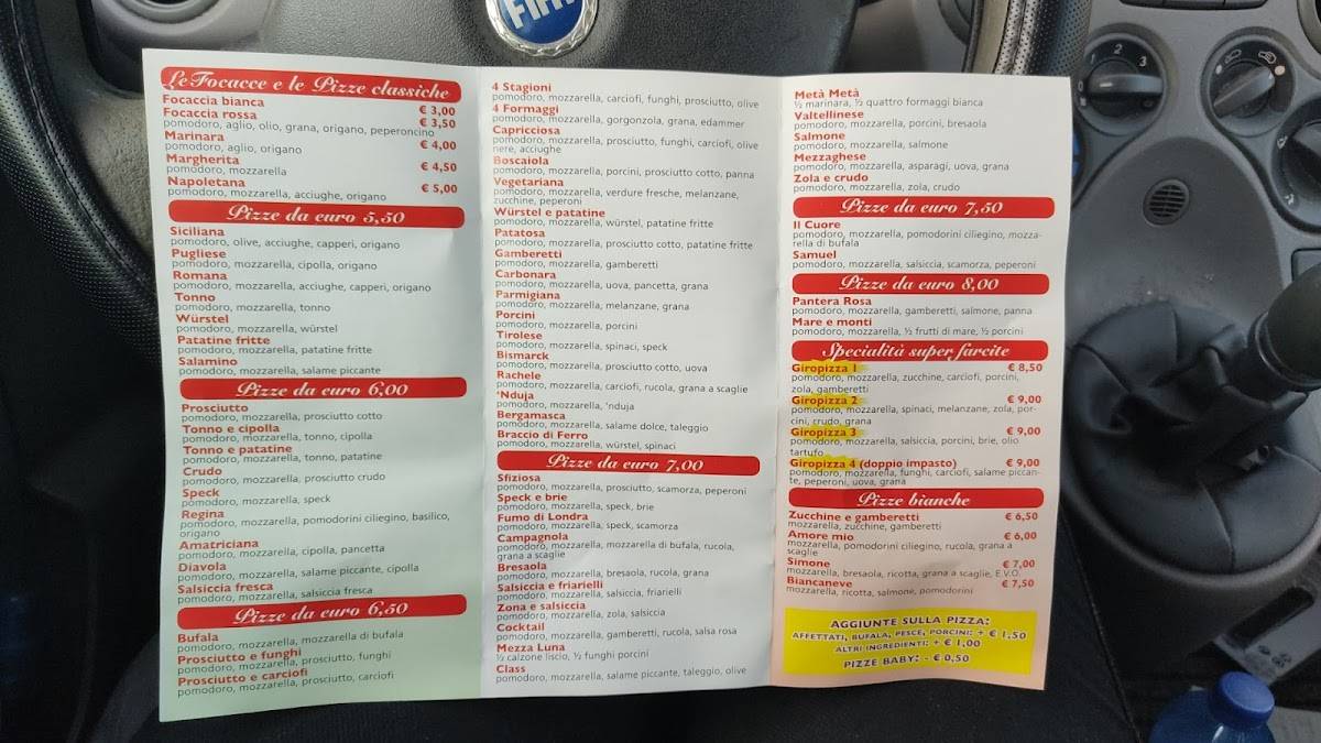 Menu di Bontà Italiana Pizzeria 