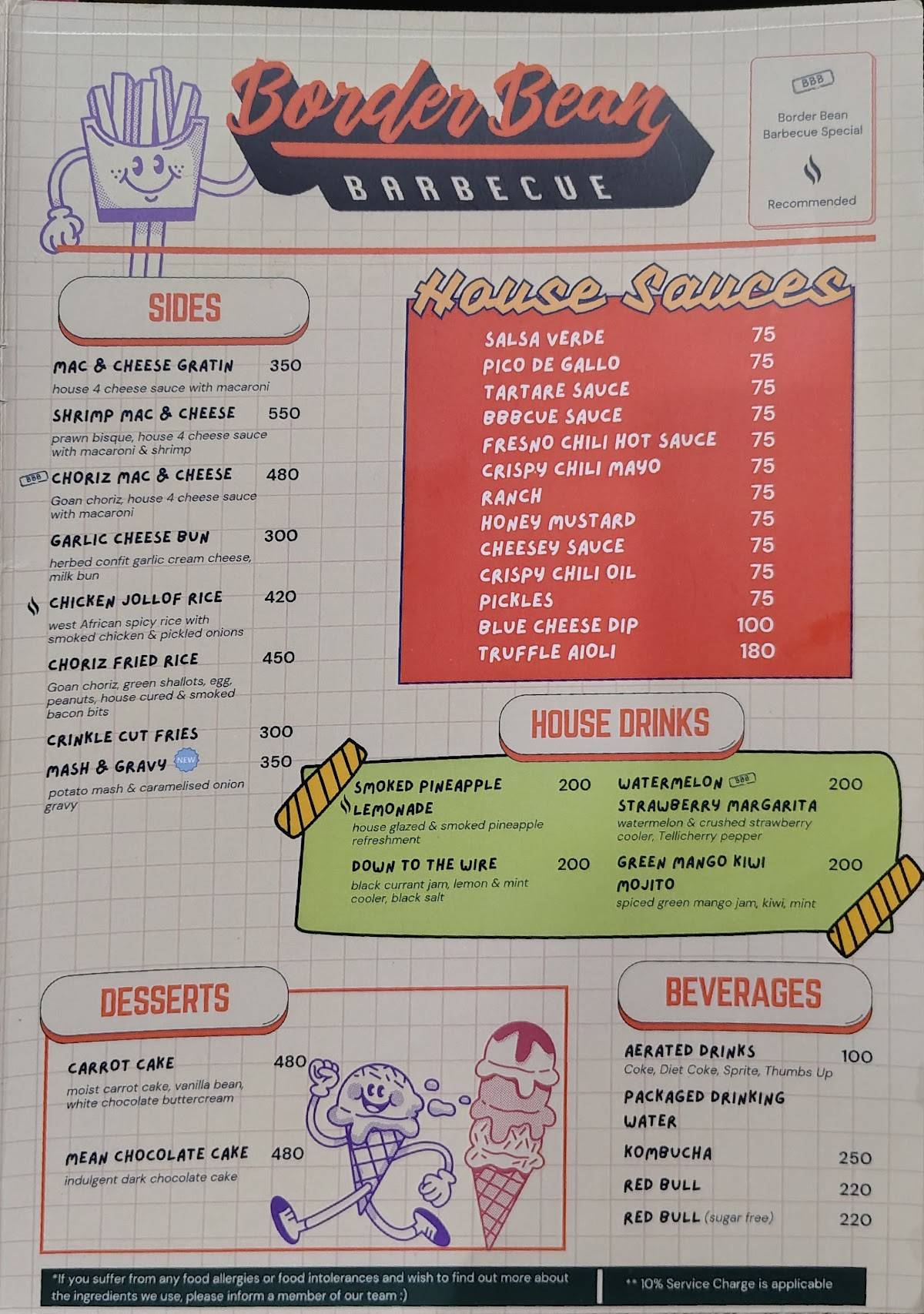Border Bean Barbecue menu