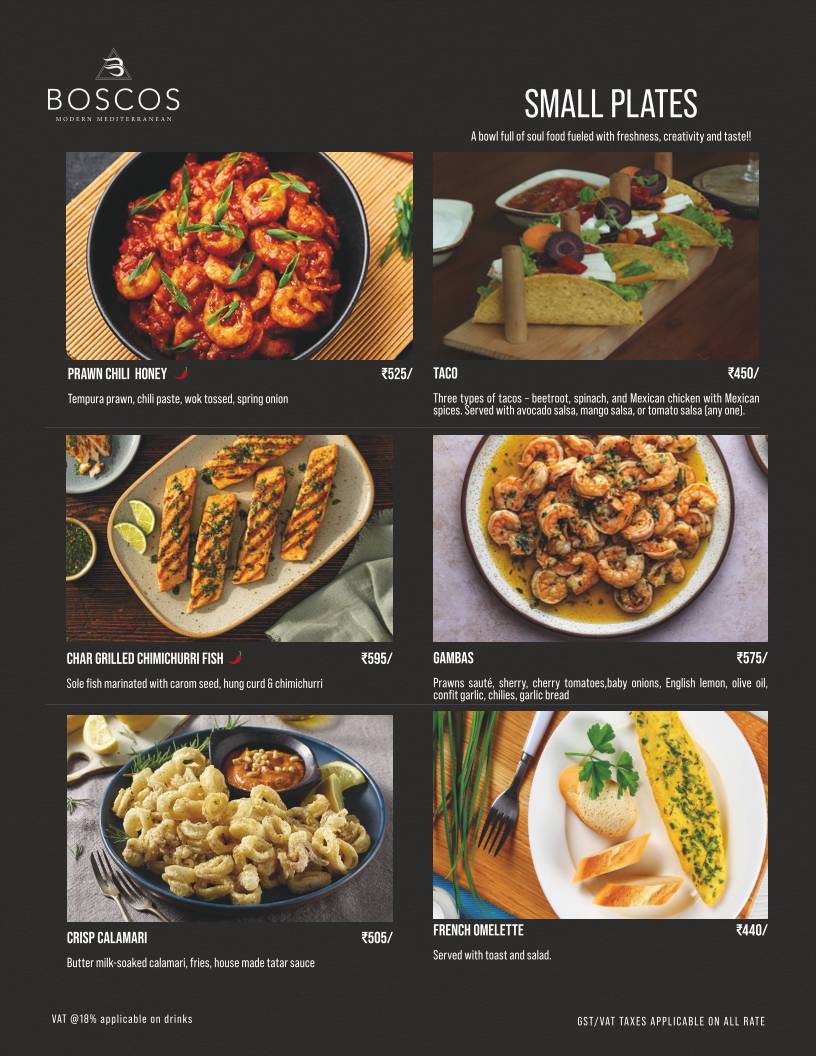 Boscos menu