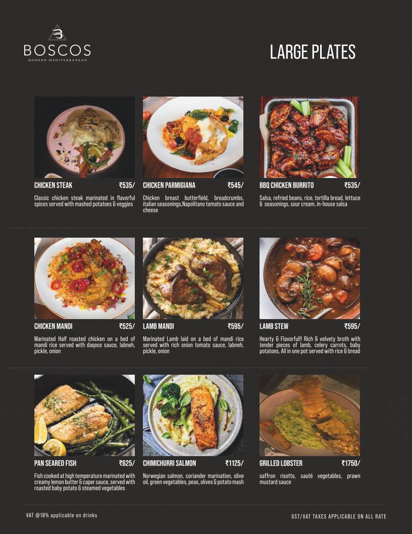 Boscos menu