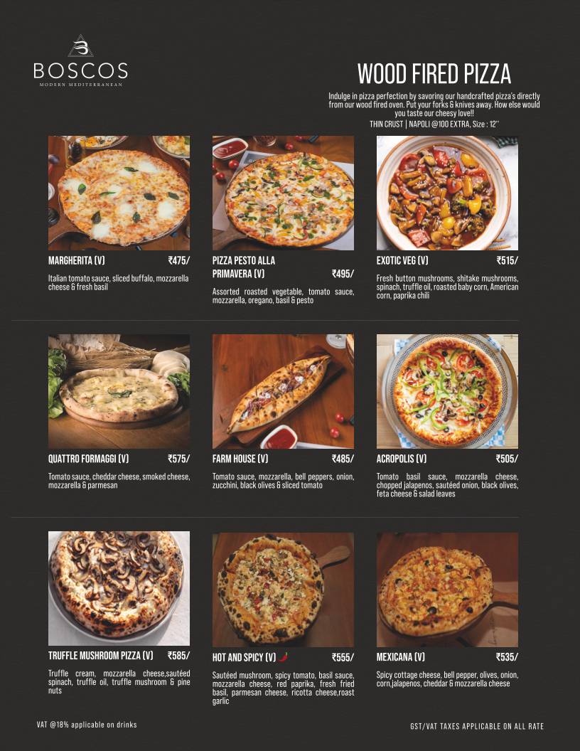 Boscos menu