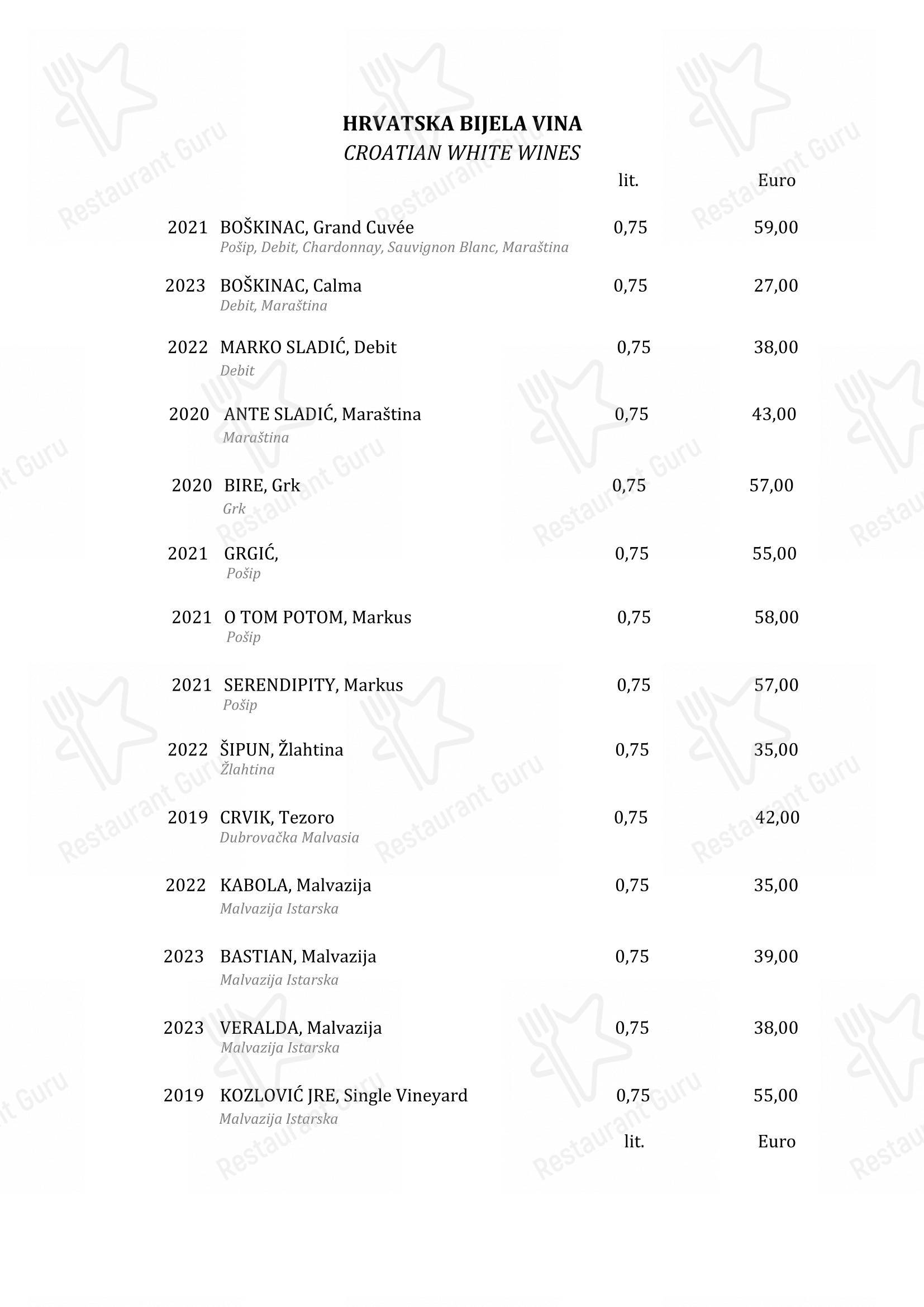 Boskinac in Novaglia - Menu bar