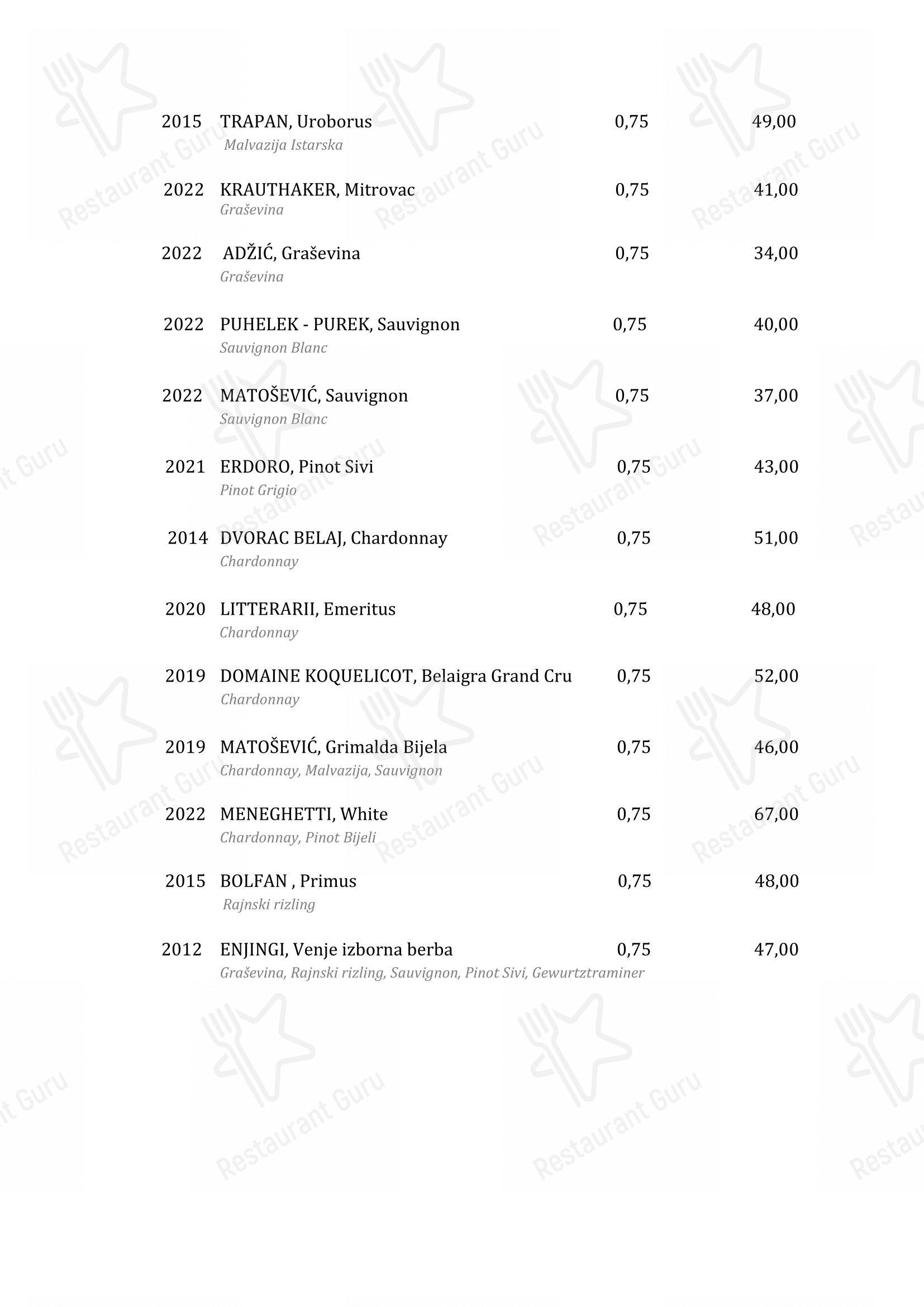 Menu bar per Boskinac in Novaglia
