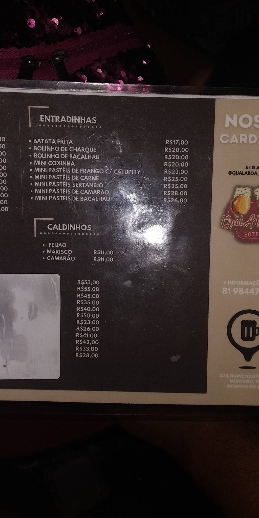 Boteco Qual a Boa cardápio
