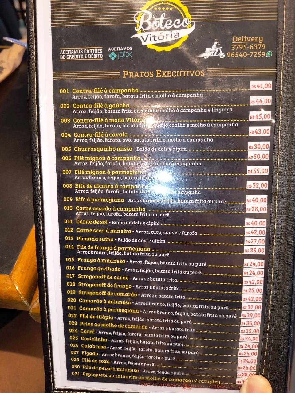 Boteco e Restaurante Vitória cardápio