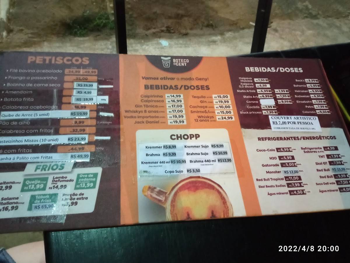 Boteco da Geny cardápio