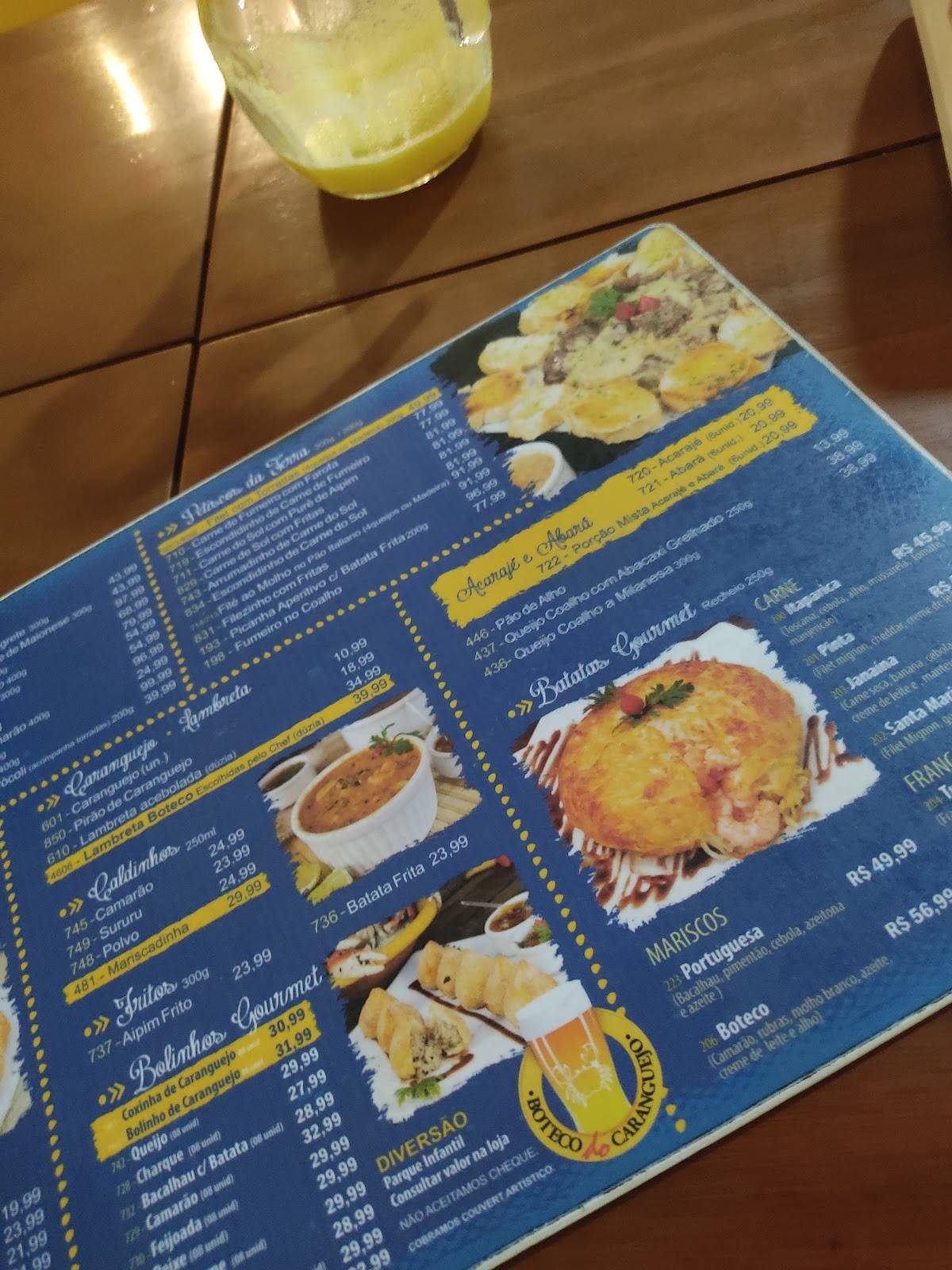 Boteco do Caranguejo Villas cardápio